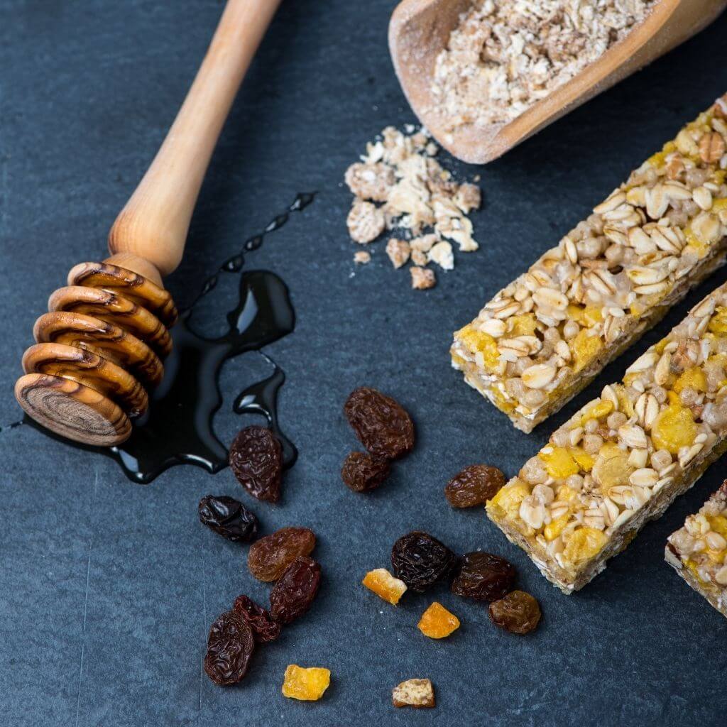 Honey-Glazed Oatmeal Bars with a golden, crispy texture and drizzled honey.