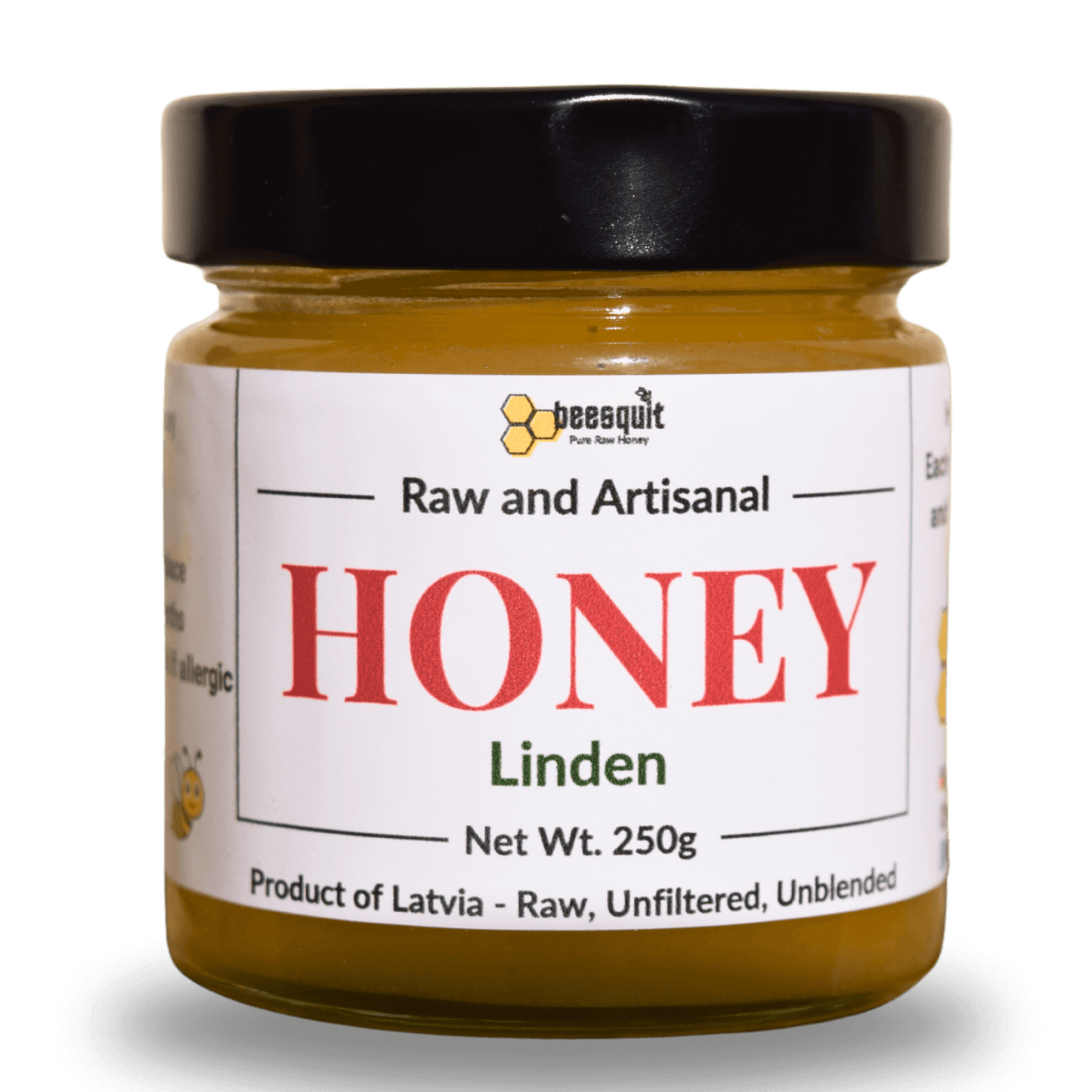 100% Raw Linden Honey 250g jar – Pure, unfiltered honey from Latvian linden trees | linden-honey-250g
