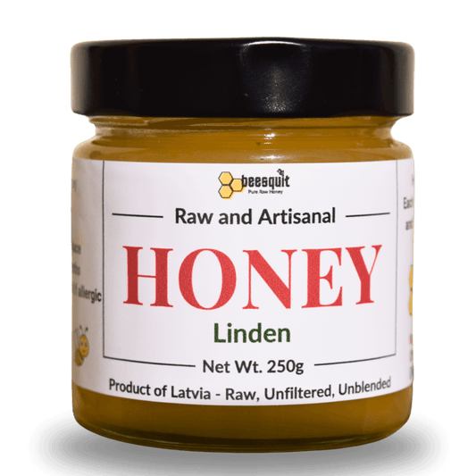 100% Raw Linden Honey 250g jar – Pure, unfiltered honey from Latvian linden trees | linden-honey-250g
