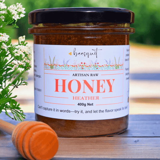 Raw Heather Honey – 400g Heather Honey - Raw & Unfiltered Our raw Heather Honey offers a unique and complex flavour profile, distinguished by its rich, aromatic notes. Originating from the pristine landscapes of Latvia, this honey is perfect for enhancing