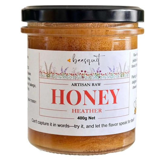 100% Raw Heather Honey 400g jar – Pure, unfiltered honey from Latvian 

